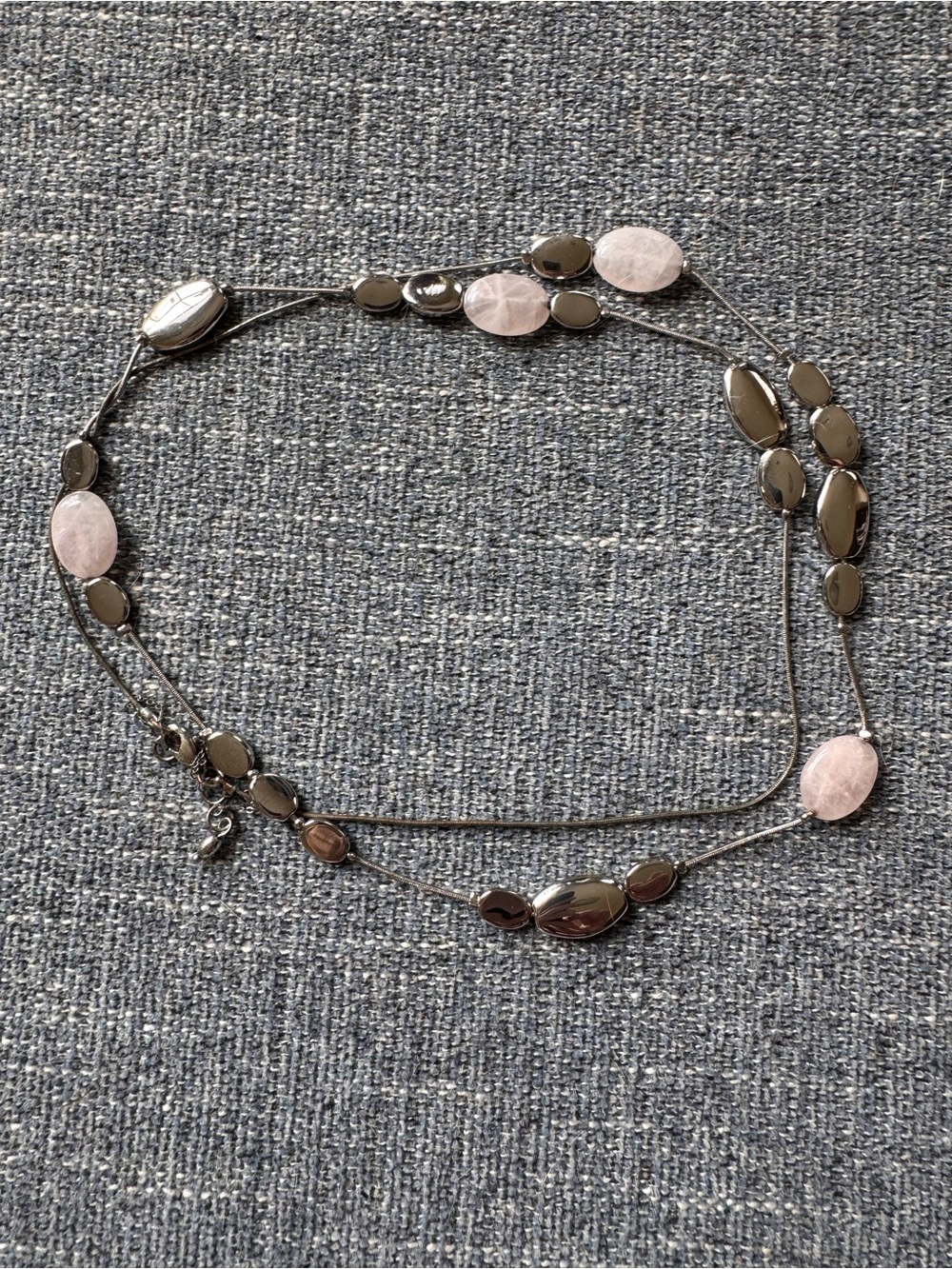 J. Jill Pink and Gunmetal Multi-Strand Bead Necklace